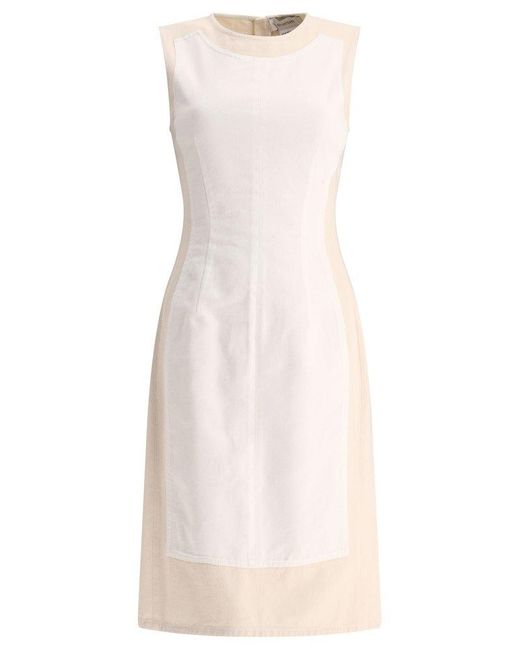 Sportmax White "Yang" Double-Colour Sleeveless Dress