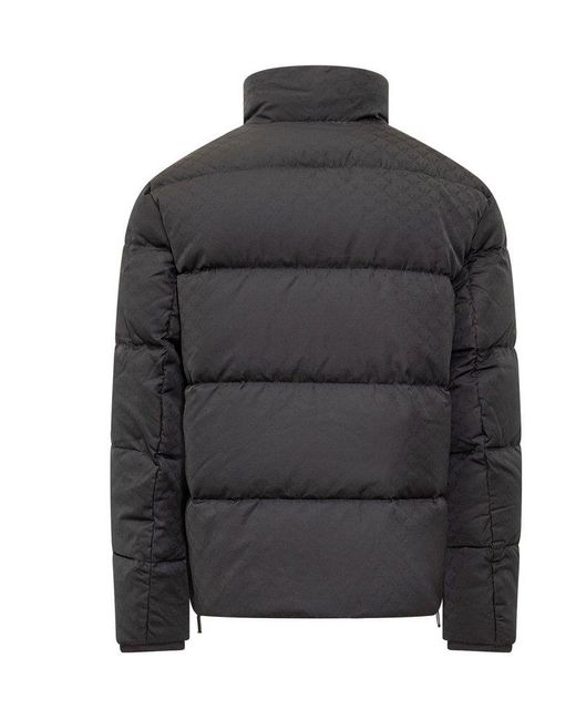 Emporio Armani Black Monogram Printed High-Neck Down Jacket for men