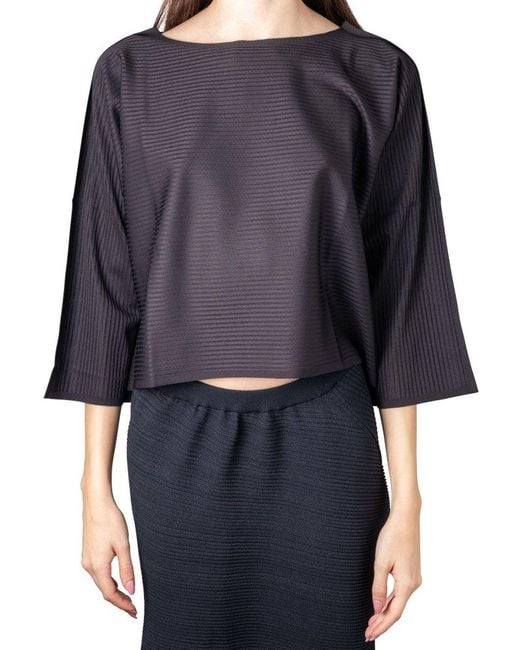 Pleats Please Issey Miyake Black A-poc Boat Neck Pleated Blouse