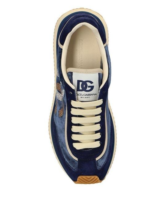 Dolce & Gabbana Blue Mixed-Material Dg Cushion Sneakers