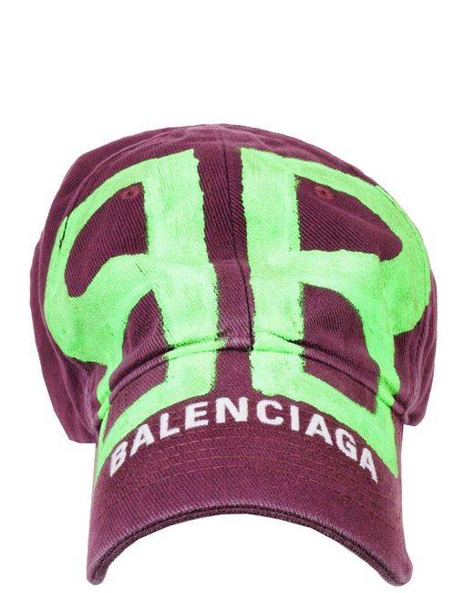 Balenciaga Cotton Spray Paint Logo Baseball Cap in Purple (Pink) Lyst