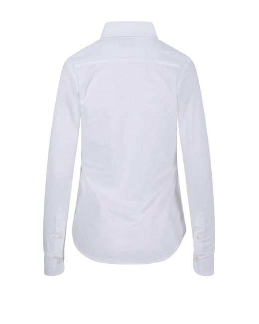 Polo Ralph Lauren White Logo Embroidered Buttoned Shirt