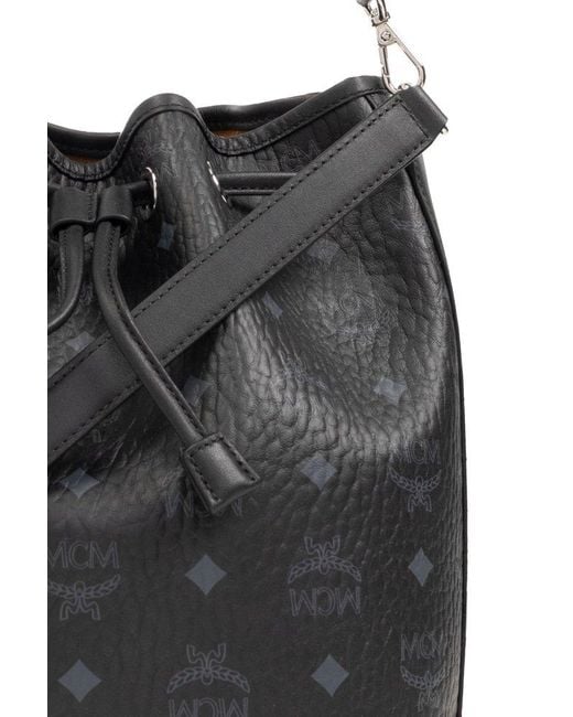 MCM Dessau Drawstring Medium Bucket Bag in Black Lyst