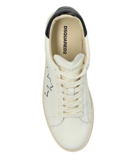 DSquared² White Leaf Printed Low-Top Sneakers for men