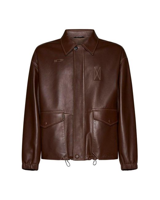 Fendi Brown Leather Blouson for men