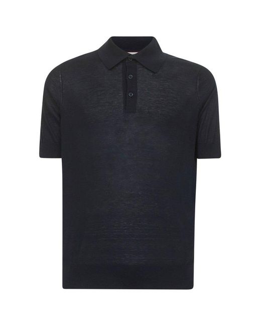 Brunello Cucinelli Blue Silk And Cotton Extra-Light Knit Polo Shirt for men