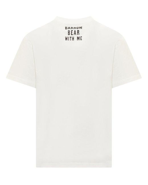 Barrow White Bear Printed Crewneck T-shirt for men