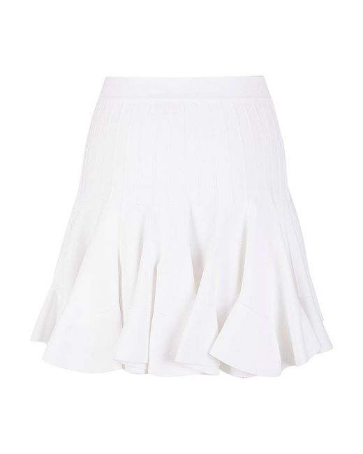 Alexander McQueen White Box-pleated High Waist Mini Skirt