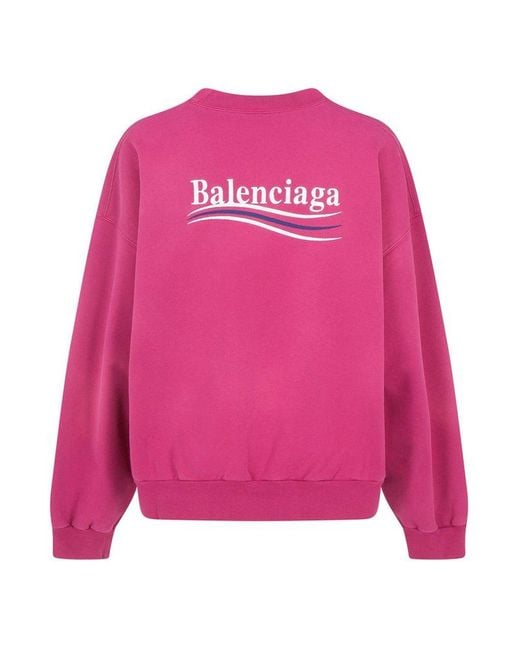 Balenciaga Pink Logo Printed Crewneck Sweatshirt for men