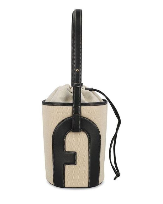 Furla Black Lido Drawstring Bucket Bag