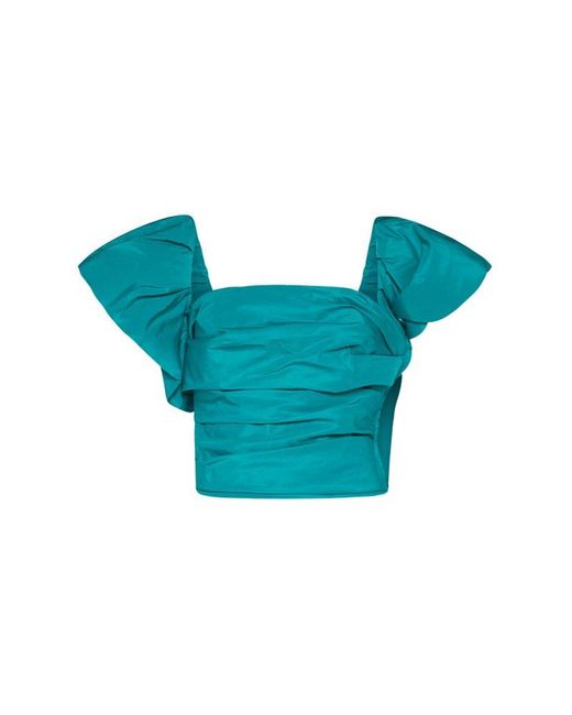 Pinko Ruched Cropped Top in Blue | Lyst
