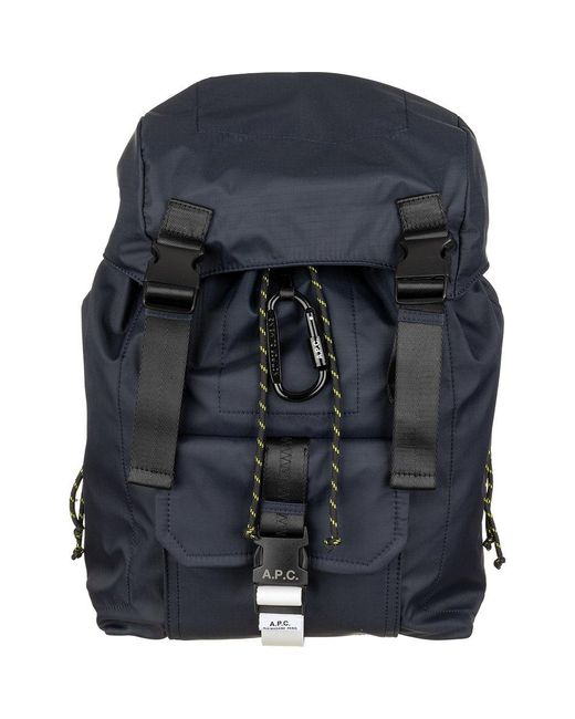 A.P.C. Blue Logo Detail Nylon Backpack for men
