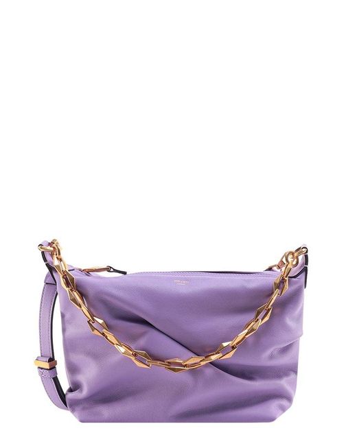 Jimmy Choo Leather Closure With Zip Shoulder Bags in Purple Lyst