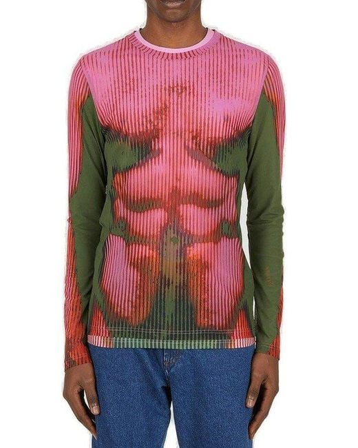 Y. Project Red X Jean Paul Gaultier Body Morph Mesh Cover T-shirt for men