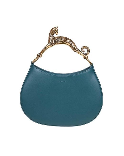 Lanvin Blue Logo Embossed Cat-handle Tote Bag