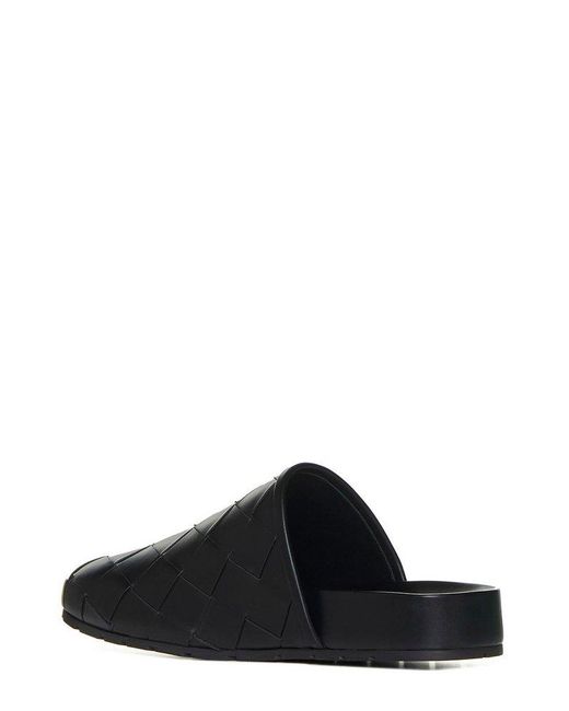 Bottega Veneta Black Intreccio Flat Sandals for men