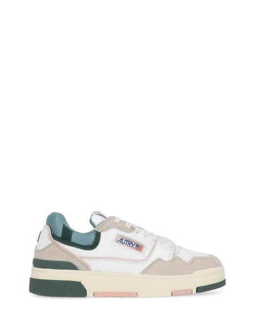 Autry Clc Sneakers In White And Leather With Beige Suede