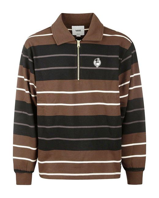 Vans Black Striped Half-zip Shirt for men