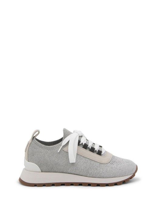 Brunello Cucinelli White Lace-up Low-top Sneakers