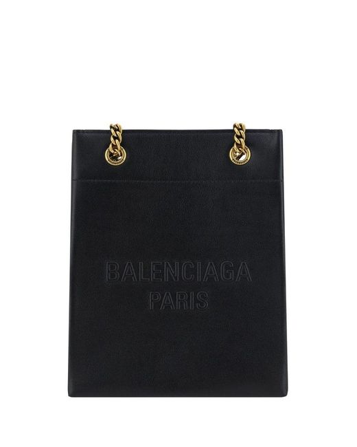 Balenciaga Black Logo Embossed Tote Bag