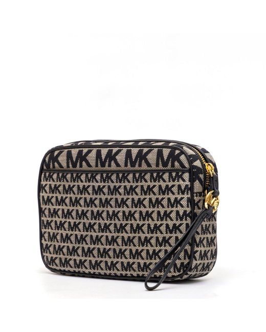 MICHAEL Michael Kors Monogram Logo Plaque Crossbody Bag in Black | Lyst