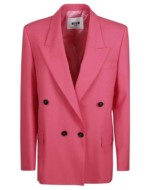 MSGM Pink Double-Breasted Classic Blazer