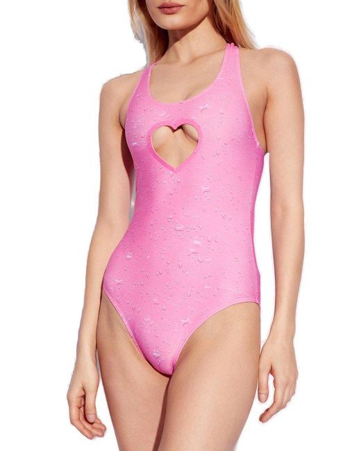Vetements Pink Cut-out Detailed Sleeveless Swimsuit