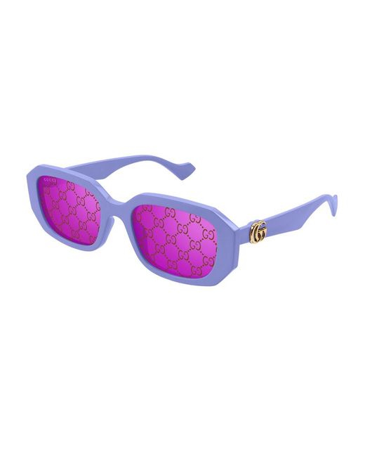 Gucci Purple Rectangular Frame Sunglasses