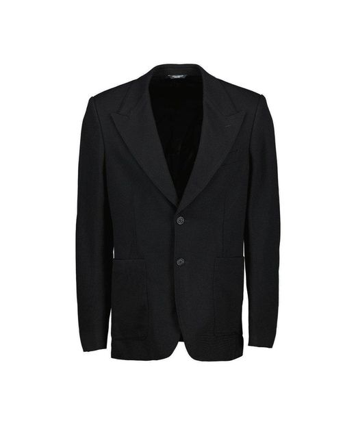 Dolce & Gabbana Black Single-breasted Straight Hem Blazer for men