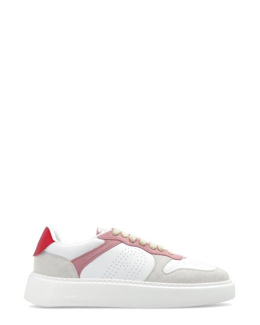 Furla Logo-perforated Low-top Sneakers in White | Lyst