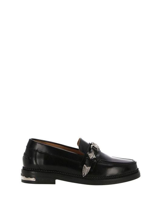 Toga Black Stud Embellished Round Toe Loafers