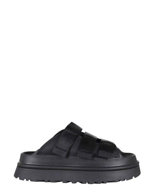 Ugg Black Goldenglow Logo Embossed Slides