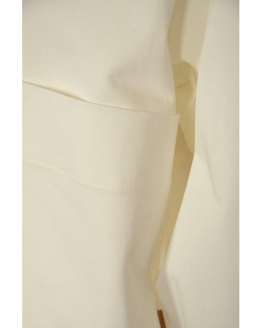 Max Mara White V-neck Long-sleeved Top