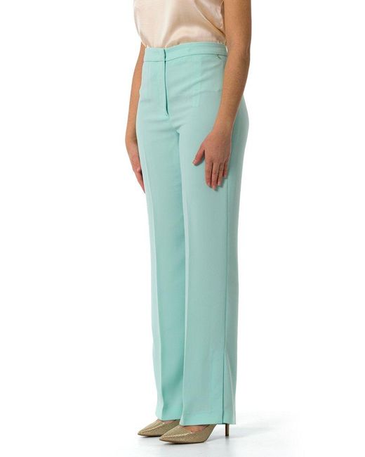 Liu Jo Green Logo-Charm Pleat-Detailed Trousers