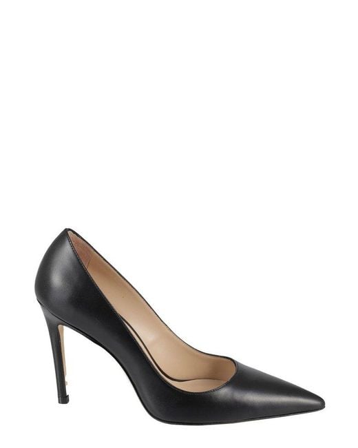Stuart Weitzman Leather Anny Pointed-toe Slip-on Pumps in Black | Lyst