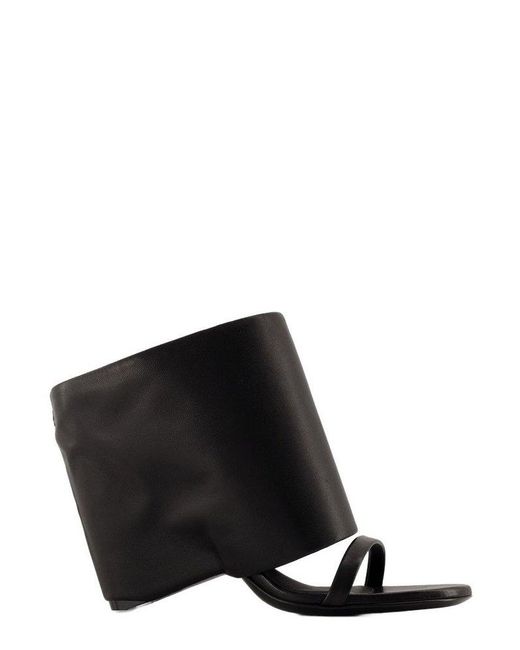 Courreges Black Oblique Wedged Mules