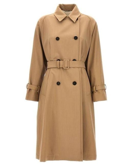 コート Weekend Camel Stretch Polyester Blend Fauto Trench Coat Weekend by Maxmara Candida Beige Trench Coat in Natural | Lyst