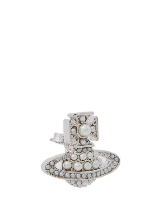 Vivienne Westwood White Orb Shaped Embellished Earrings