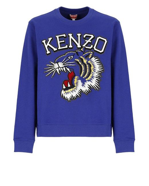 KENZO Blue Tiger Varsity Sweatshirt for men