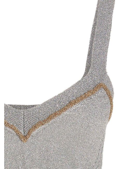 Rabanne Gray Metallic Knit Cropped Top