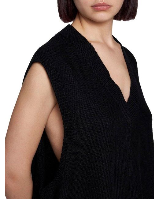MM6 by Maison Martin Margiela Black Wool-blend Knit Mini Dress
