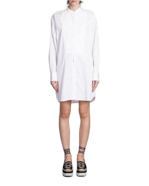 Stella McCartney White Plastron Long-sleeved Shirt Dress