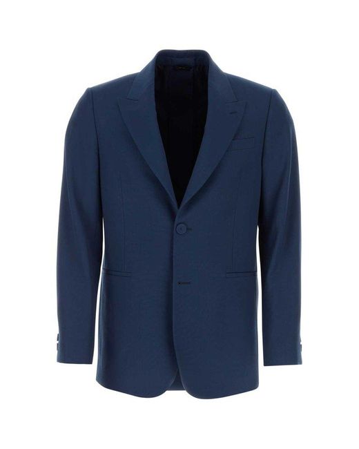 Fendi Blue Wool Blend Blazer for men