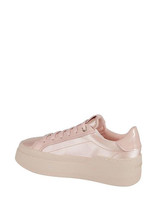 Ferragamo Pink Lace-up Wedge Sneakers