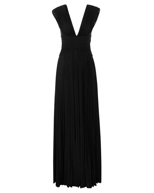 Elisabetta Franchi Black Carpet Lurex Jersey Dress With Necklace
