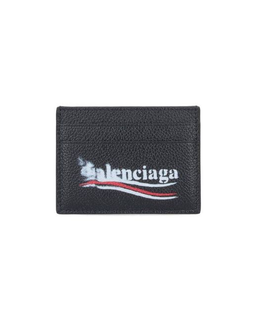 Balenciaga Black Political Stencil Logo Printed Card Holder for men