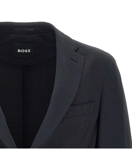 Boss Blue Single-Breasted Slim-Fit Jacket for men
