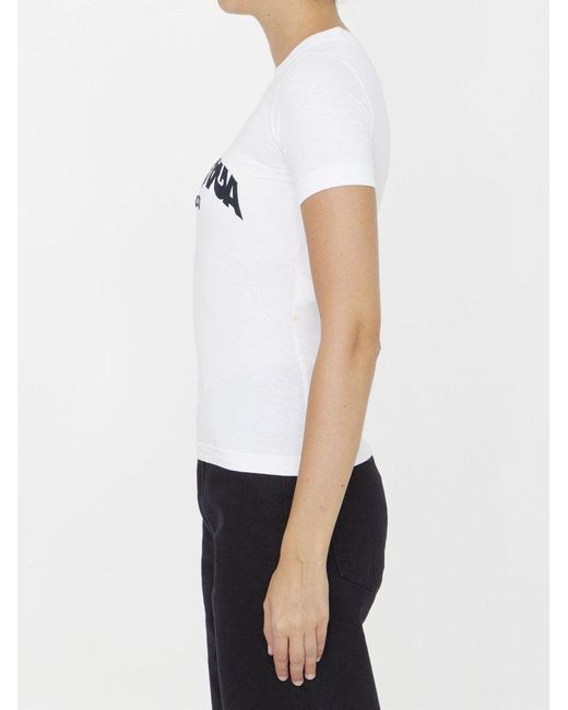 Balenciaga White Logo Flip Printed Crewneck T Shirt.