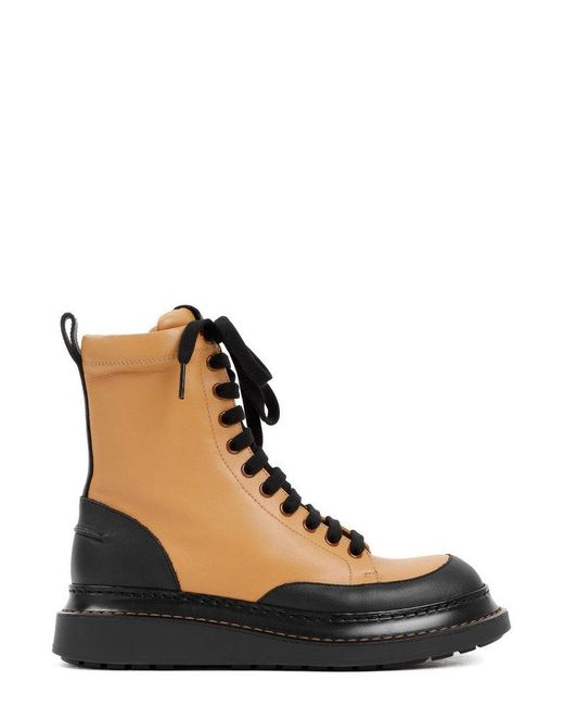 Loewe Leather Lace-up Combat Boots in Yellow - Lyst
