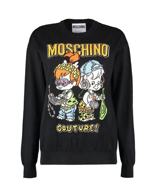 Moschino Cotton X Flintstones Graphic Intarsia Sweater in Black | Lyst
